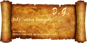 Dévald Gergő névjegykártya